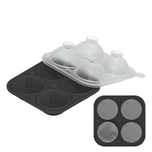 Monozoz 3D-Baseball-Eiswürfelform, wiederverwendbar, runde Kugelform, einfaches Herauslösen, lustige Formen zum Kühlen von Cocktails, Bourbon-Brandy von Monozoz