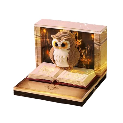 Monozoz 3D Time Piece Calendar 2026, 3D Memo Pad Art Sticky Notes, Owl-Shaped Time Piece Notepad for Christmas Housewarming Thanksgiving Offices Desktop Decoration von Monozoz