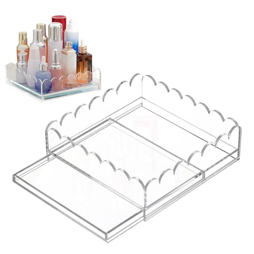 Monozoz Acryl-Tablett mit Einsatz | Acryl-Tablett mit Fotoeinsatz – transparenter Display-Halter, Schreibtischzubehör für Kunst und Handwerk, Nachrichten, Schminktisch, Badezimmer, Küche, Wohnung von Monozoz