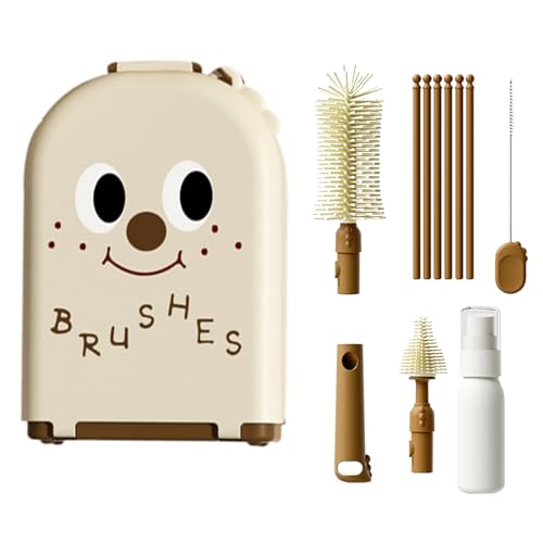 Monozoz Babyflaschenbürsten-Set – Babyflaschenbürste mit Ständer | Schrubber Unterlegscheibe und Trockengestell, lebensmittelecht für Flugzeug, Kreuzfahrt, Hotel, Roadtrip, Outdoor, Camping von Monozoz