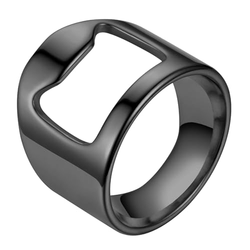 Monozoz Barkeeperring | Titanstahl Barkeeper Ring | Stilvoller Titanstahl Kreativer tragbarer Bierflaschenöffner für Barkeeper von Monozoz