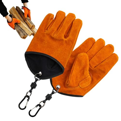 Monozoz Campinghandschuhe | Hitzebeständige Grillhandschuhe für den Außenbereich – bequeme rutschfeste Ofenhandschuhe für Grillen, Kamin, Angeln von Monozoz