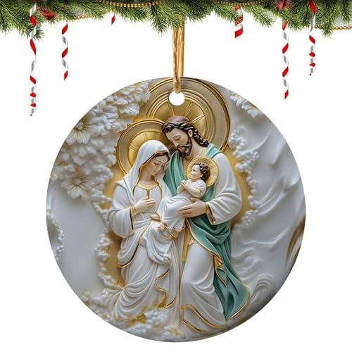 Monozoz Christliche Ornamente für den Weihnachtsbaum, runder Effekt, katholische Weihnachtsdekoration, 10,2 cm, Weihnachtsbaumschmuck, Feiertagsdekoration für Kamin, Fenster, Auto, Innenraum Monozoz Christliche Ornamente für den Weihnachtsbaum, runder Effekt, katholische Weihnachtsdekoration, 10,2 cm, Weihnachtsbaumschmuck, Feiertagsdekoration für Kamin, Fenster, Auto, Innenraum von Monozoz