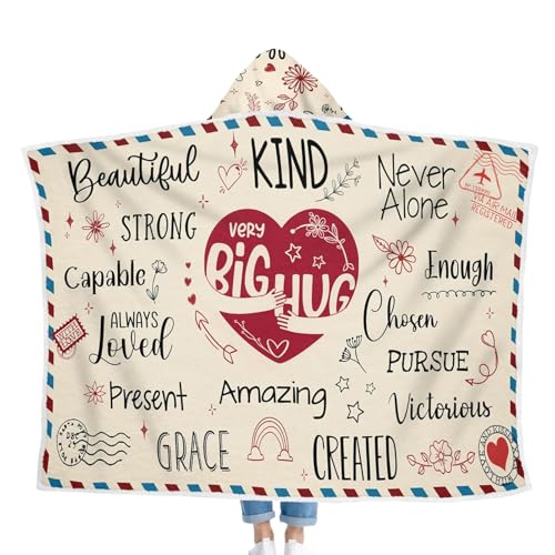 Monozoz Decke für Mütter von Tochter zu Mutter, Umschlag-Design, mit Kapuze, Flanell, doppellagig, tragbar, AC-Steppdecke für Frauen, Freundinnen, Wellness-Tag von Monozoz