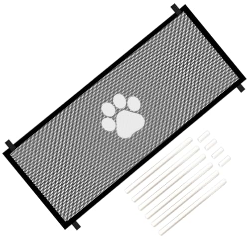 Monozoz Faltbares Hundegitter, einziehbare Haustierbarriere, faltbares Zaunnetz, Hundegitter, bietet ein sicheres Gehege für Haustiere zum Spielen und Ausruhen von Monozoz