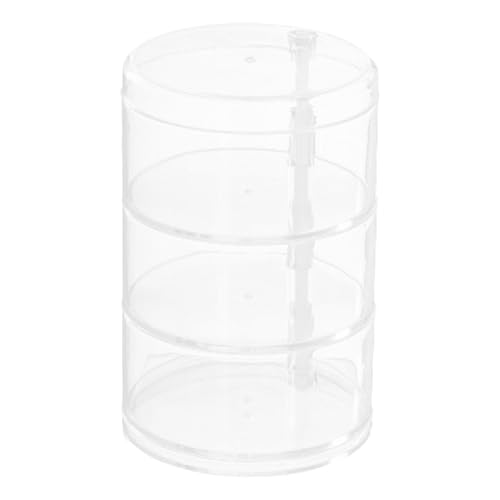 Monozoz Figuren-Vitrine – Runde Figuren-Halterbox, kleine Puppen, drehbare Vitrine, transparenter Haar-Zubehör-Behälter für Arbeitsplatte, Schreibtisch, Schminktisch von Monozoz