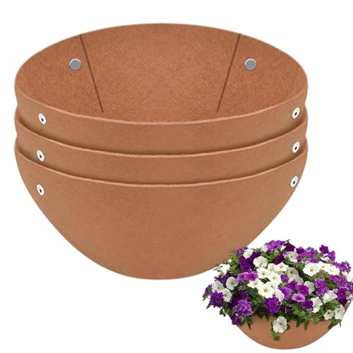 Monozoz Filz-Pflanzeinlagen | Runde Filz-Pflanztrog | Set mit 3 wiederverwendbaren Ersatzeinsätzen, Blumentopf-Zubehör zur Vermeidung von Vogelnisten von Monozoz