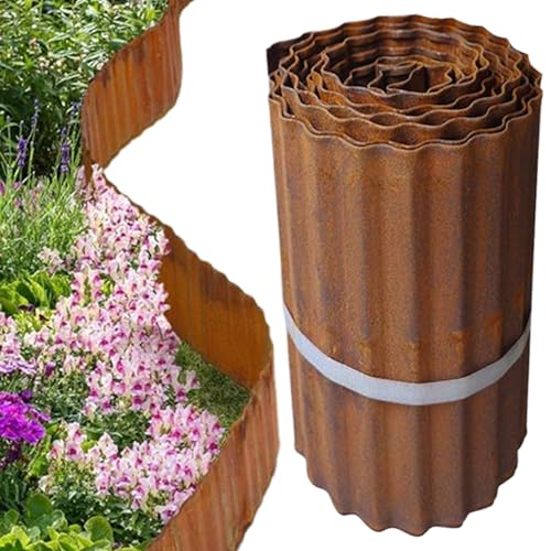 Monozoz Garteneinfassung | Gartenkante – 100 m Metall-Wellblöcke für Spielplatz, Blumenbeet, Pool, Auffahrt, Terrasse, Kies, Wand, Weg, Rasen, Hof von Monozoz