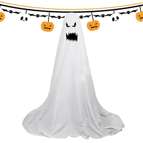 Monozoz Geisterdekorationen außen | Niedlicher Geist mit LED-Lichterkette | Mit LED-Lichterkette Gruselige Hofanzeige für Urlaub von Monozoz