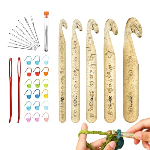 Monozoz Großes Häkelset, großes Häkelnadel-Set, rutschfest, bequemer Griff, Strickzubehör für Teppich, Schals, T-Shirts, handgefertigte Bastelarbeiten von Monozoz