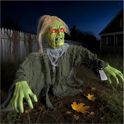 Monozoz Halloween-Dekorationen für den Außenbereich, gruselige Geisterpfähle, gruselige leuchtende Figuren für Veranda, Pflanzgefäß, Weg, Rasen, Vorgarten, Festival, Garten, Geburtstag, Urlaub, 47 x von Monozoz