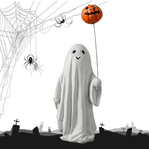 Monozoz Halloween-Geisterfigur – gruselige Harz-Statue, Heimdekoration, Schreibtisch-Display, gruselige Skulptur für Eingangsschränke, Tafelaufsatz, Esstische, Tisch-Bücherregal von Monozoz