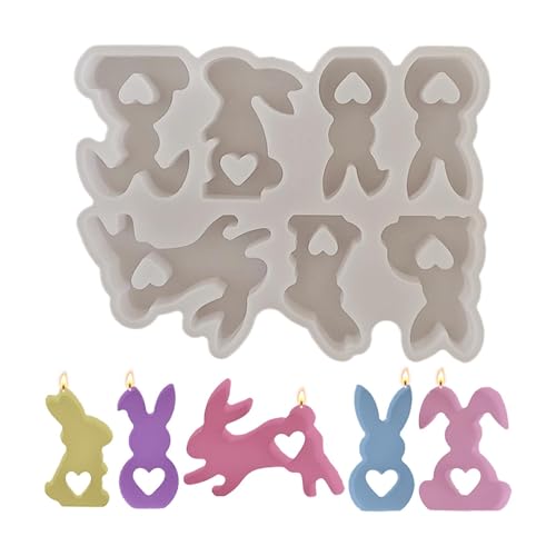 Monozoz Hasen-Silikonform – Antihaft-Kaninchen-Form, 7 Mulden, Silikon, Festival, Kerzenherstellung, Bastelzubehör, für Ostern, Halloween, Halloween von Monozoz