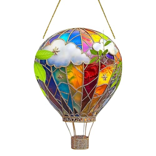 Monozoz Heißluftballon - Acryl Buntglas Heißluftballon | Charmante Wohnkultur Acryl Dekorative Rasen Ornamente für Outdoor Garten Veranda von Monozoz