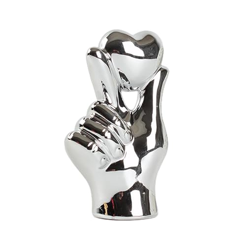 Monozoz Herz-Hände-Skulptur | Kreative moderne Raumdekoration, Handgestenstatuen – elegante Herz-Handstatue, ästhetische Raumdekoration für offenes Regal, Konsolentisch von Monozoz