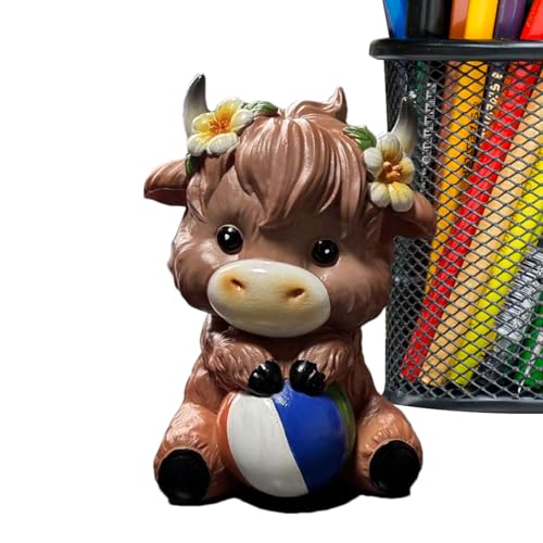 Monozoz Hochlandkuh-Figur – Hochlandrinder-Dekoration, bezaubernde Tierfigur für Hof, saisonale Ausstellungen, Schlafzimmer, Schreibtisch, , Tisch, Küche, Badezimmer, von Monozoz