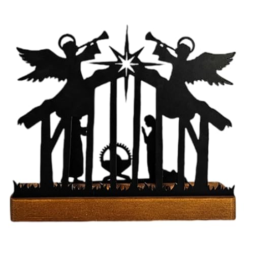 Monozoz Hohler Kerzenhalter Weihnachtskrippe Kerzenständer Dekorativer Kerzenständer Urlaub Kerzenständer mit Holzsockel für Esstische, Bücherregale von Monozoz