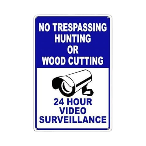 Monozoz Home Security Signs Schild "Private Property No Trespassing", 24-Stunden-Videoüberwachungsschild, Warnschild für den Garten, 30,5 x 20,3 cm von Monozoz