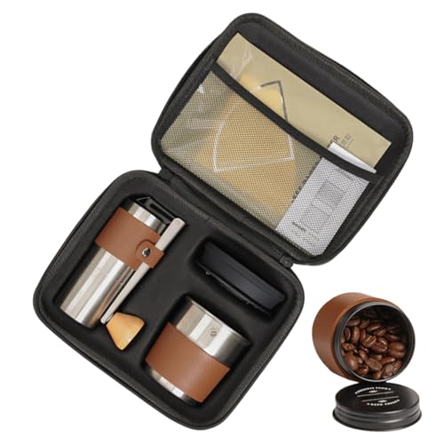 Monozoz Kaffeemaschine für Camping, Kaffee-Tropfwerkzeug-Set, tragbares Tragezubehör-Set, multifunktionale Bohnenmahlmaschine für Abenteuer, Reisen, Outdoor von Monozoz