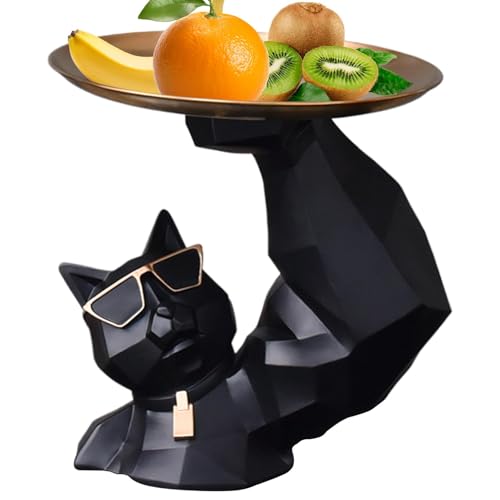 Monozoz Katzenstatue | Muskelkatze Schlüsselhalter Tablett | Harz Tisch Geometrische Kätzchen Skulpturen Katze Kunst Handwerk Desktop Spielzeug Ornament für Wohnzimmer Restaurant Display von Monozoz