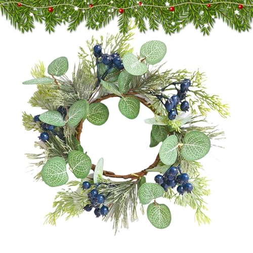 Monozoz Kerzenkranz – Winter-Blaubeer-Kerzenkranz Eukalyptusblätter – künstliche grüne Girlande, Frühlingskerzenumrandung für Urlaubsdekoration, Bauernhaus-Mantel, Tischplatte Monozoz Kerzenkranz – Winter-Blaubeer-Kerzenkranz Eukalyptusblätter – künstliche grüne Girlande, Frühlingskerzenumrandung für Urlaubsdekoration, Bauernhaus-Mantel, Tischplatte von Monozoz