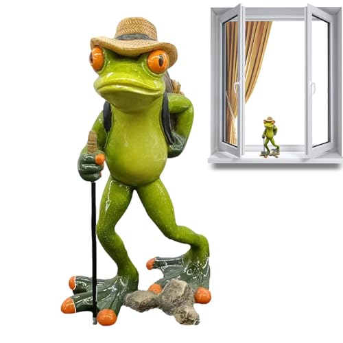 Monozoz Kletterfrosch-Statue aus Kunstharz – Kletterfrosch Tischornament Harzfigur Statue – Tierskulptur, kreatives Handwerk, Heimdekoration für Schlafzimmer, Bücherregal und Garten von Monozoz