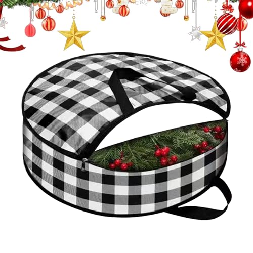 Monozoz Kranz Aufbewahrungsbox | Weihnachten Staubdichte Tasche für Kranz Aufbewahrung - Girlande Container Box mit Griff Halloween Ostern Kranz Organizer für Keller, Garage Monozoz Kranz Aufbewahrungsbox | Weihnachten Staubdichte Tasche für Kranz Aufbewahrung - Girlande Container Box mit Griff Halloween Ostern Kranz Organizer für Keller, Garage von Monozoz