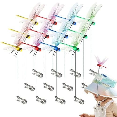 Monozoz Libelle Clips für Hüte - Clip On Garten Libelle - Künstliche Pole Clips für Draußen, Natürliches & Organisches Konzept Deko für Garten Dekoration von Monozoz