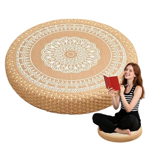 Monozoz Meditationssitzkissen | Handgewebtes rundes Sitzkissen für Yoga - Stabiles, weiches Sitzkissen für Kamin Yoga Wohnzimmer Meditation von Monozoz