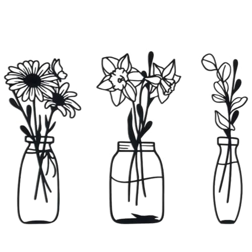 Monozoz Metall- und Vasen, Wanddekoration, 3 x Vasen, Innendekoration, Blumenwandskulptur, Blumenvase, Wandkunst, einzigartige Heimdekoration Monozoz Metall- und Vasen, Wanddekoration, 3 x Vasen, Innendekoration, Blumenwandskulptur, Blumenvase, Wandkunst, einzigartige Heimdekoration von Monozoz