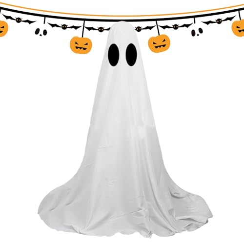 Monozoz Outdoor- -Dekorationen – niedlicher Geist mit LED-Lichterkette, weißes Stoff-Geisterveranda- mit LED-Lichterkette für Gehweg von Monozoz