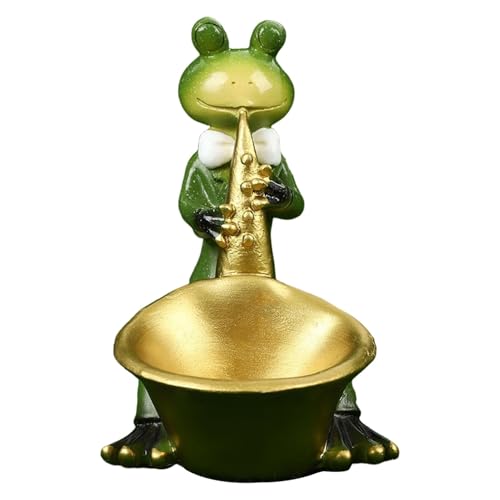 Monozoz Outdoor-Frosch-Statuen für den Garten, Kunstharz, lustige Tier-Skulptur, Outdoor-Frosch-Skulpturen, Gartenstatuen, Frosch, der Trompete spielt, Skulpturen für Rasen von Monozoz