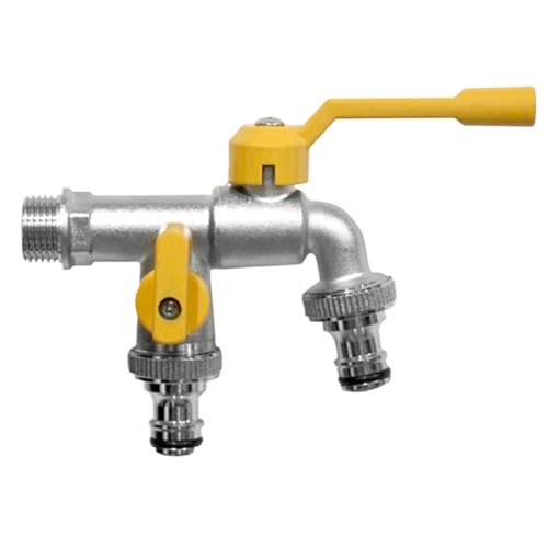 Monozoz Outdoor-Wasserhahn, Gartenschlauch-Verteiler – rostfreier Innenhof-Doppelauslass-Wasserzapfhahn für Waschmaschine, Gartenschlauchanschluss Monozoz Outdoor-Wasserhahn, Gartenschlauch-Verteiler – rostfreier Innenhof-Doppelauslass-Wasserzapfhahn für Waschmaschine, Gartenschlauchanschluss von Monozoz