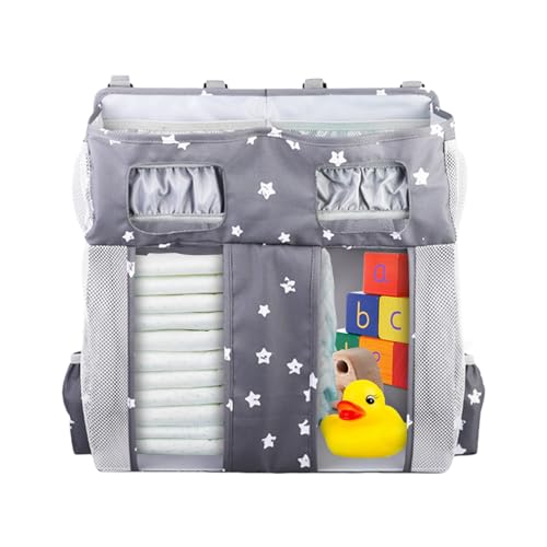 Monozoz Oxford Baby-Nachttisch-Aufbewahrungstasche für Kinderbetten, mehrere Fächer, Windeltasche, großes Fassungsvermögen, für Spielzeug, Schlafsaal, Schlafzimmer von Monozoz