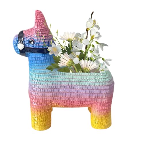 Monozoz Pferde-Töpfe, Regenbogen-Pferd-Übertopf, Vase, Pflanzgefäß, Vase, Blumentopf für drinnen und draußen, Hausgartendekoration von Monozoz