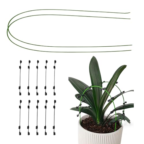 Monozoz Pflanzenstützpfähle für den Außenbereich, Pflanzenstecker für den Innenbereich, Metall, biegbarer Halter mit Clips für Gewächshaus, Hof, Orchidee, Gemüse, Outdoor, Rasen, Blatt, Landschaft von Monozoz