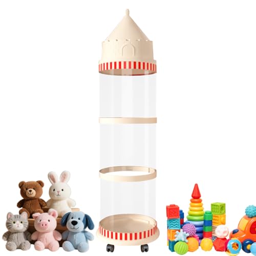 Monozoz Plüsch-Aufbewahrungsröhre – Puppen-Display, transparenter Halter, staubdicht, ästhetisch, Schloss, Spielzeug-Organizer für Wohnzimmer, Schlafzimmer, Kleinkind, Garage, Balkon, Kinderzimmer von Monozoz