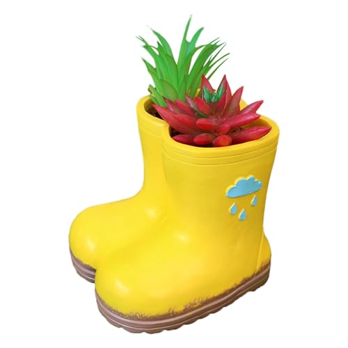 Monozoz Regenstiefel-Blumentopf – gelbe Regenstiefel-Form, Kunstharz, niedliche Cartoon-Vase, lustige Dekoration für Zuhause, Garten, Pflanzgefäß, Dekoration für Schlafzimmer, Zuhause von Monozoz