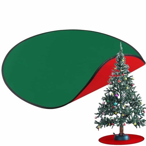 Monozoz Reversible Weihnachtsbaum Matte, Weihnachtsbaum Matte Wasserdicht Bodenschutz Matte Teppiche, Rot und Grün Bodenteppich Schützender Weihnachtsbaum Bodenschutz für Weihnachten von Monozoz