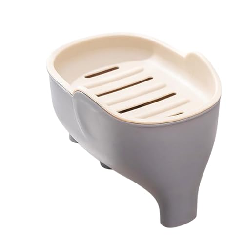 Monozoz Seifenschale für die Dusche – Doppelschichtige Seifenschale mit Abfluss, Schwammschale, Elefanten-Shampoo-Bar-Tablett, Küchen- und Badezimmer-Duschzubehör von Monozoz