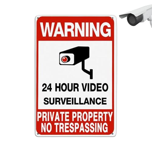 Monozoz Sicherheitsschilder – Kamera-Aufnahmeschild | Private Property No Trespassing Schild, 30,5 x 20,3 cm, Videoüberwachungsschilder für den Außenbereich für öffentliche Orte von Monozoz