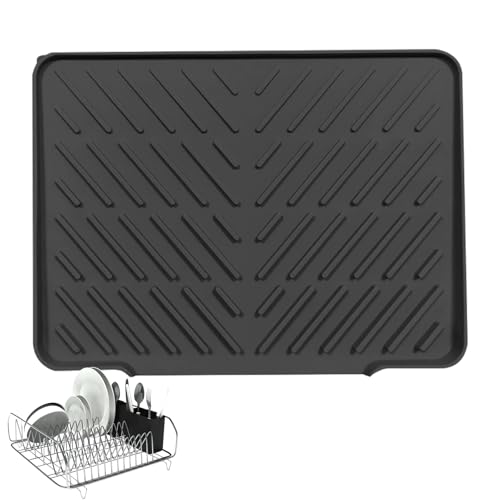 Monozoz Silikon-Abtropfmatte für Küchentheke – Küchenspüle, hitzebeständig, hygienisch, schnell trocknend, Abfluss-Geschirrunterlage für Kochutensilien von Monozoz