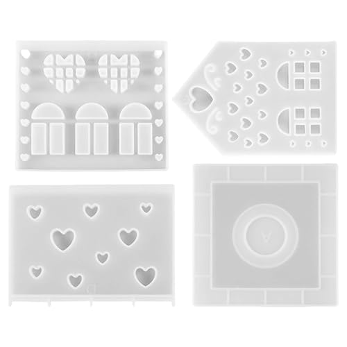 Monozoz Silikonform in Hausform – Kunst Handwerk Liebe Herz Haus Kerzenhalter Formen – Haus geformte Kunst Handwerk Silikonformen für romantische ästhetische Heimdekoration, Weihnachtstischplatte von Monozoz