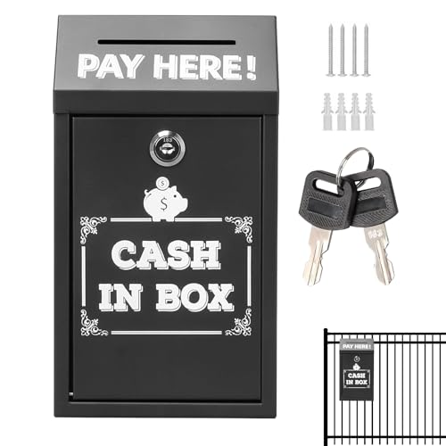 Monozoz Spendenkasten, Metall-Sammelbox, wandmontierter Briefkasten, Metall-Aufbewahrungs-Organizer mit Schlüsselschlitz, Wohltätigkeitsorganisations-Briefkasten für Spendenaktionen, Geschäfte von Monozoz