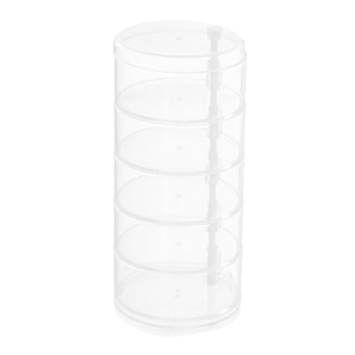 Monozoz Spielzeug-Vitrine, multifunktionaler Schmuckhalter – kleine Puppen, drehbare Vitrine, transparenter Haar-Zubehörbehälter für Arbeitsplatte, Schreibtisch, Schminktisch von Monozoz