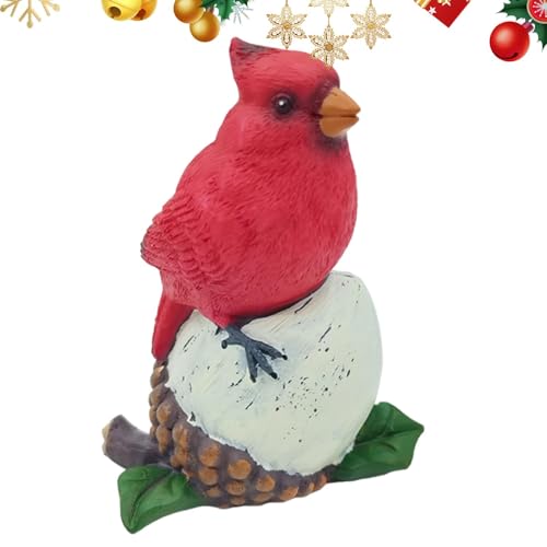 Monozoz Statue mit roten Vögeln, künstliche rote Vögel, zum Basteln, Skulptur, kleine rote Feder, künstliche Vögel für Garten, Bücherregal, Kinderzimmer von Monozoz