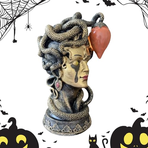 Monozoz Tischlampe für Schlafzimmer, Nachttischlampe, Harz Gothic Figuren Beleuchtung Dekoration für Tischplatte Home Küche Wohnzimmer Halloween Weihnachten von Monozoz