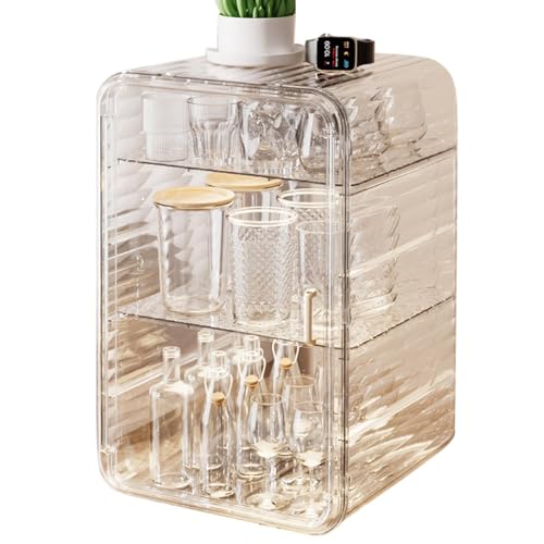 Monozoz Transparente Kosmetik-Aufbewahrungsbox – Tassen-Organizer, staubdichte Acryl-Aufbewahrungsbox | platzsparende, mehrschichtige, wasserdichte Aufbewahrung für Zuhause für die Küche von Monozoz