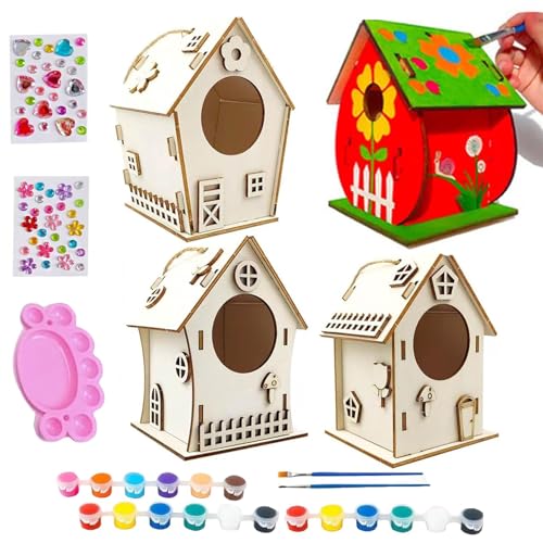 Monozoz Vogelhaus-Bauset | Bauen Sie ein Vogelhaus-Set für Kinder, unvollendete lustige Holzkunst mit Seil und Kleber für Kinder im Alter von 8–12 Jahren, für Kinder, Outdoor, Familienaktivität von Monozoz