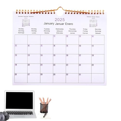 Monozoz Wandkalender 2025 - Familienkalender Mehrsprachiger Monatsplaner - Familienfreundlicher Kalender 2025 Monatsplaner, 12-Monats-Zeitplaner, für Weihnachten, Meetings, Pläne von Monozoz
